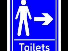 Sign Mens Toilets Arrow Right